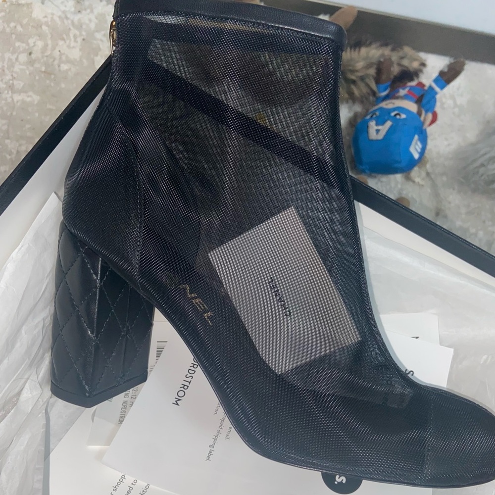 Like new/minor wear in box Chanel mesh booties.